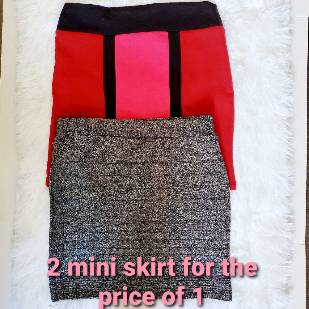 Fashion 1 Silver mini skirt and  1 multi color